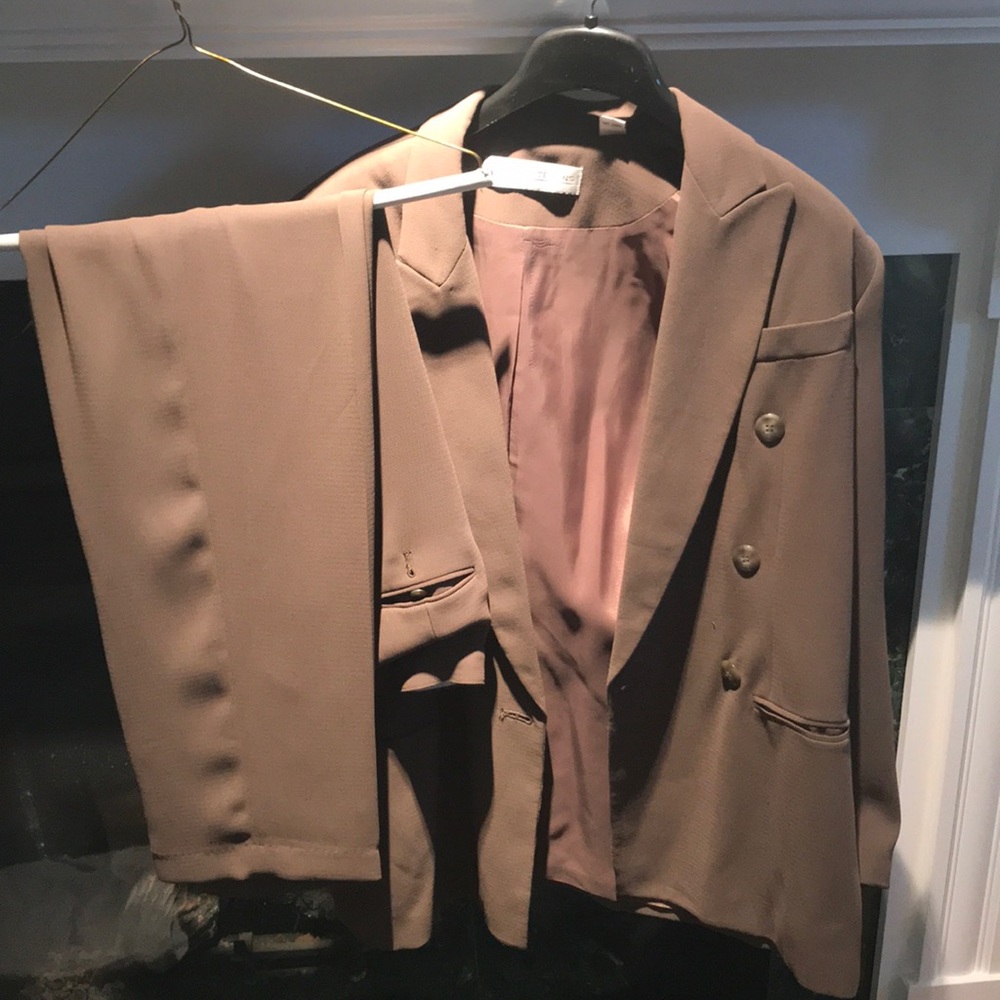 pant suit. women's. brown